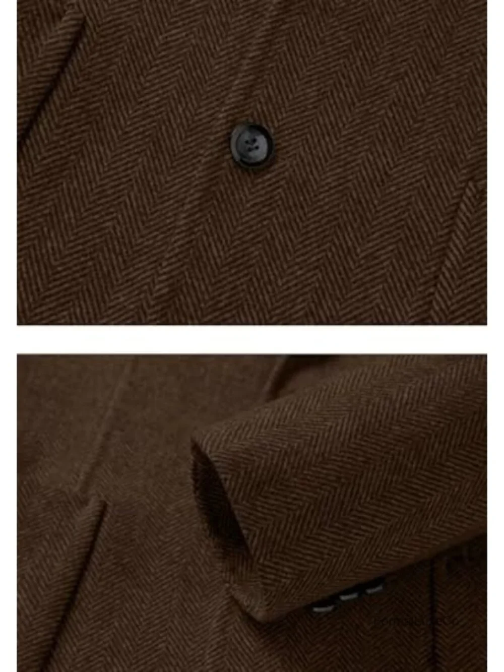 Men's Herringbone Tweed Wool Blend Sport Coat Blazer Two Button Patch Pocket